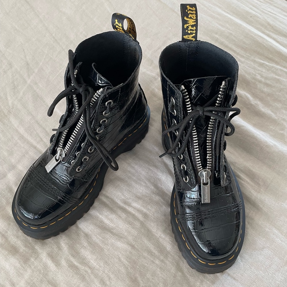 Sinclair Croc Embossed Platform Boots